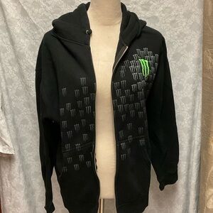 Black Zip-Up Hoodie with Monster Energy Logo